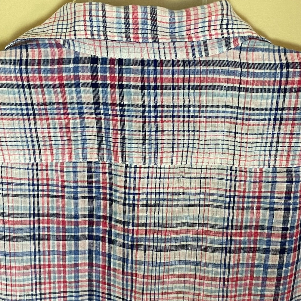 Frank & Eileen Plaid Linen Blouse Top Shirt Size XS Long Sleeve Button Front - Picture 5 of 13